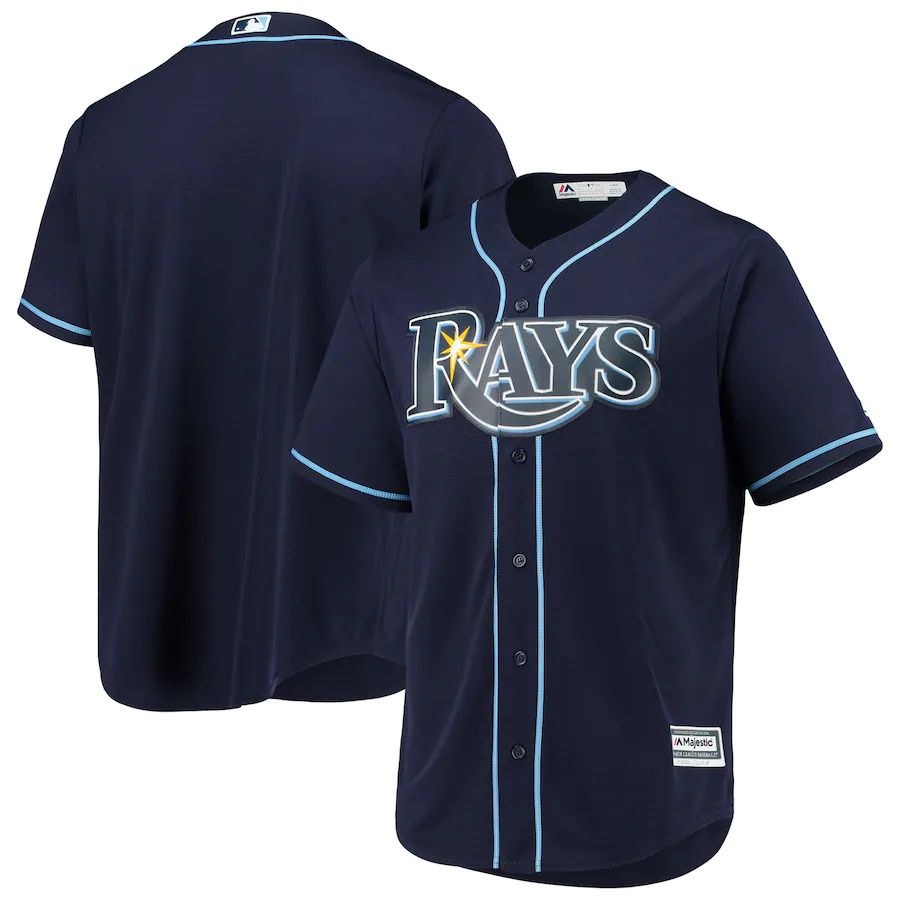 Customized Mens Tampa Bay Rays Majestic Navy Alternate Official Cool Base MLB Jerseys->nba hats->Sports Caps